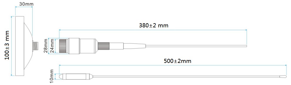 470/490MHz大吸盘天线SW490-MAX-XPXM的机械尺寸